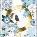Magnetic Designed Clear Case for iPhone 14 iPhone 13, Compatible with MagSafe, Gold Plated Glitter Slim Shockproof Protective Women Girl Phone Case, Flower Mint Blue