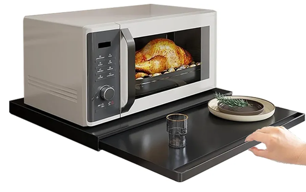 Microwave Pull-Out Cabinet Organizer Shelf, Kitchen Carbon Steel Microwave Oven Rack with Pull-Out Drawers & Shelves for Various Kitchen Appliances (Black) Microwave Pull-Out Cabinet Organizer Shelf, Kitchen Carbon Steel Microwave Oven Rack with Pull-Out Drawers & Shelves for Various Kitchen Appliances (Black)