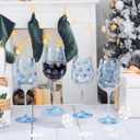 4 Pcs Winter Snowflake Theme Party Stemmed Wine Glasses Hand Painted Drinking Cup Wine Glasses Gifts for Birthday Theme Holiday Party Supplies