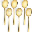 Serving Spoons Set, 9.14 Inch Slotted Spoon Serving Spoon,Stainless Steel Serving Utensils for Buffet(6Pack,Gold)