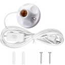 15FT Light Bulb Base with Cord E26/E27 Light Socket with On/Off Switch, 110V-250V Lamp Base for Light Socket with Cord, Light Bulb Socket with Plug-in Lamp Holder Base for Desktop,Include Screw
