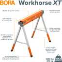 BORA Workhorse XT Adjustable Saw Horses 2 Pack Folding Heavy Duty Sawhorse with Adjustable Height Legs, 2700 lbs Capacity - Portable Workbench & Work Station with Built-in Bottle Opener PM-3360T