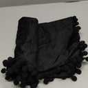 DEZENE Decorative Pillow Covers 16x16 Black: 2 Pack Cozy Soft Pom-poms Velvet Square Throw Pillow Cases for Farmhouse Home Decor