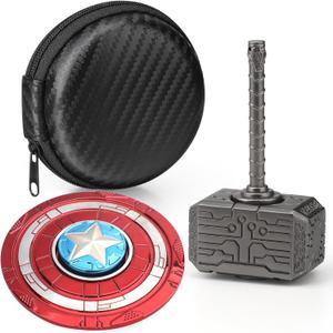 Transformable Fidget Spinner, Metal Hand Hammer Fidgit Toy for Kids Adults, Cool Shield Chain Fingertip Gyro Stress Relief Cube for Office, Stocking Stuffer Gifts for Christmas 2 Pack (Black)