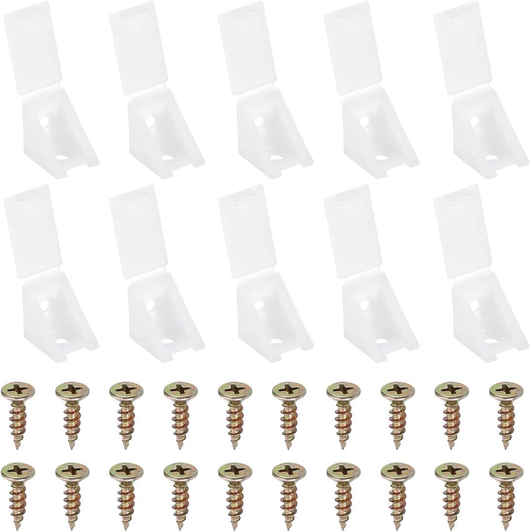 PATIKIL 0.8"x0.8"x0.7" Plastic Corner Braces, 50 Pcs L-Shape Shelf Support Corner Brace Nylon Right Angle Brackets with Cover for Drawer Shelves Cabinet Repair Fixing, White