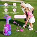 Nattork Toddler Golf Set for Boys Girls Aged 1 2 3 Years Old, Upgraded Kids Golf Cart with 4 Clubs & 12 Balls, Outdoor Indoor Sports Toy Birthday Gift, Rose