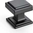Ravinte 15 Pack Matte Black Square Kitchen Cabinet Knobs,Zinc Solid Drawer Pulls,Farmouse Cabinet Handles for Cupboard, Dresser, Closet and Bathroom, Modern Cabinet Hardware for Cabinets