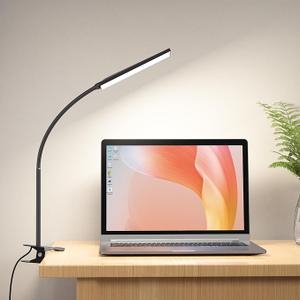 RAOYI LED Desk Lamp, 12W Dimmable Table Lamp Eye-Caring Reading Light with USB Charging Port Touch Control 5 Color Modes 6-Level Brightness Adjustable for Office Home Bedroom Black