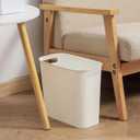 rejomiik Small Trash Can, 3.5 Gallon Garbage Can Slim Waste Basket Plastic Trash Bin Container with Handles for Bathroom, Bedroom, Home, Office, Dorm Room, Kitchen, Rectangular, White (1 pack)