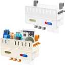 yarlung 2 Pack Bedside Organizer Hanging Caddy, Bunk Bed Shelf Plastic Storage Basket with Hooks for Bed Rail, Tissues, Remote Holder, Dorm, Bathroom, 2 Colors