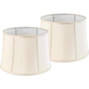 GOSO 14 Inch Square Drum Lamp Shades Set of 2 Large, Cream Peach Lamp Shade for Floor Lamps Table Lampshade Replacement,12x14x10 IN (Spider) Natural Fabric Faux Silk Elegant & Art Deco -Easy Assembly