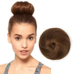 isheeny Human Hair Bun Extension, Small Drawstring Straight Updo Donut Chignon | Real Hair Fake Ballet Bun for Women & Girls | Messy Bun Hair Piece for Effortless Style (Dark Brown)
