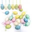 18 Pcs Easter Hanging Eggs, Easter Decorations Eggs Hanging Ornaments Colorful for Easter Tree Basket Decor Party Favors Supplies Home Basket Filler
