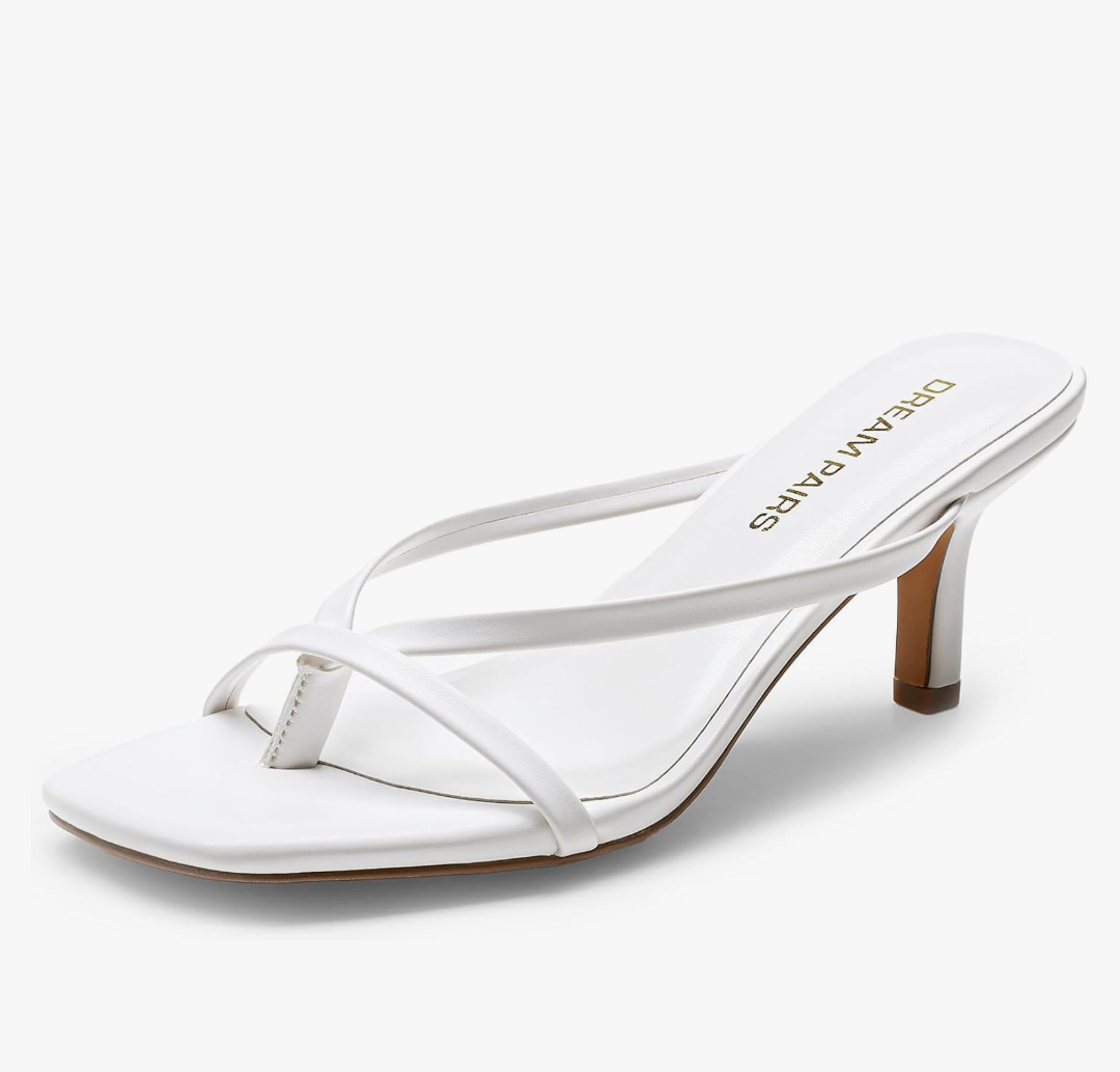 DREAM PAIRS Heels for Women Flip Flops Kitten Low Heels Open Square Toe Thong Heeled Sandals, Sexy Fashion Comfort Shoes for Party Casual Slides / Size 6