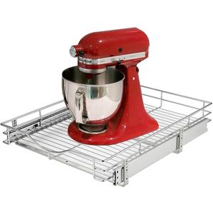 DINDON Pull Out Cabinet Organizer (14" W x 21" D), Pull Out Drawers for Kitchen Cabinets, Cabinet Pull Out Organizer 1 Tier Heavy-Duty Slide Out Shelf Wire Basket for Base Cabinet, Chrome