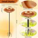 Metal Bird Bath Outdoor, Hand-Hammered Birdbath Bowl with Stake, Standing Birdbaths for Garden Yard, 5-Prong