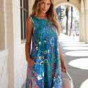 elescat Women's Summer Dresses 2026 Beach Casual Sleeveless Floral Print Tank Loose Sundress with Pocket (M)