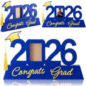 Leinuosen 1 Pcs Graduation Gift for Wooden Picture Frame with Tassel Holder Photo Tabletop Display for College High School Graduate(2026,Blue)