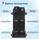 Power Master Window Switch Front Left Driver Side Control Button Compatible with 2007 2008 2009 2010 2011 Honda CR-V Replacement OEM 35750-SWA-K01, 22 Pins, 1 Auto Button, White Light