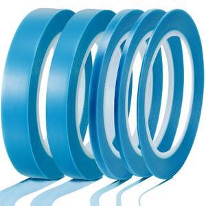 Xuniea 5 Rolls of Vinyl Tape Masking Tape Automotive Car Auto Paint for Curves, High Temperature Vinyl Low Tack(1/16 Inch, 1/8 Inch, 1/4 Inch, 1/2 Inch, 3/4 Inch, Blue)