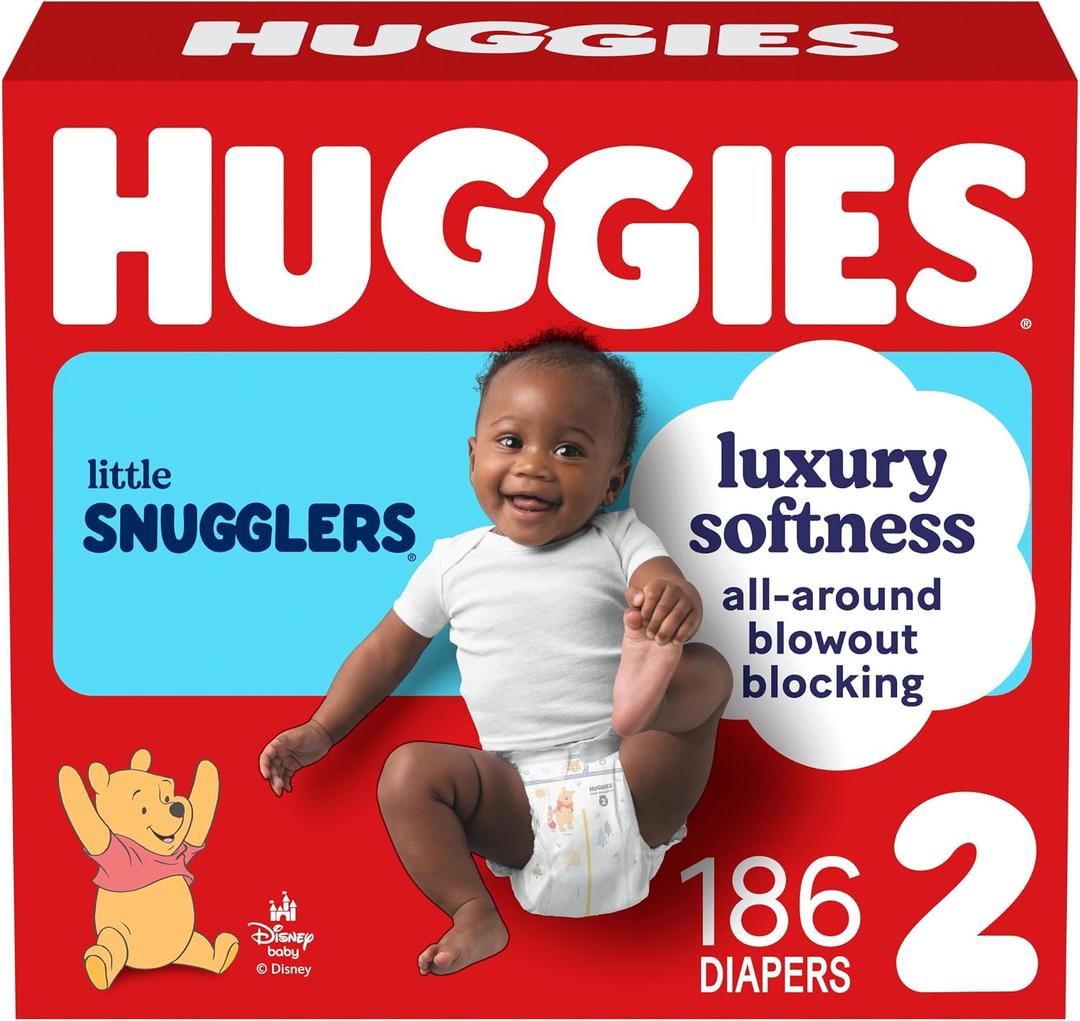 Huggies Little Snugglers Diapers Size 2, 186 Count (3 Packs of 62)