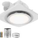 12 Inch Bathroom Exhaust Fan with Light, 110CFM Vent Fan with Light 3000K, 17W Round Quiet Bathroom Fan with Lever Wire Connectors&Duct (3000K Warm White)