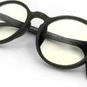 J+S Vision Blue Light Blocking Glasses for Men Women | Computer Gaming Work| Anti Strain Fatigue UV Glare | Medium-Small Fit (Mana Round Black - Low Color Distortion Lens (Lcd) - Medium Fit)