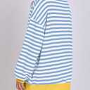 Women Striped Oversized Sweatshirt Long Sleeve Crewneck Hoodies Shirts 2024 Fall Pullover Top Trendy Preppy Clothes (L)