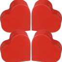 Marsui 4pcs Unfinished Valentines Heart Box with Hinged Lid Red Crafts DIY Wood Treasure Chest Stash for Women Holiday Art Gifts Jewelry Home Storage Gifts (3.9 x 9.7 x 1.58 IN)