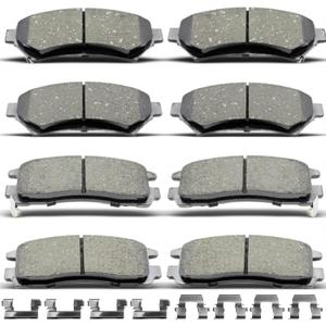 D699 D714 Front Rear Ceramic Brake Pads With Clips Fit For Buick Century/LeSabre/Regal/Riviera/Park Avenue,For Cadillac DeVille/Eldorado/Seville,For Chevrolet Impala/Venture/Monte Carlo (8 pcs)