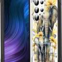 for Galaxy S23 Ultra Case with Kickstand,Dual Layer Hybrid Hard PC & Soft Silicone Rugged Shockproof Protective Phone Case for Samsung Galaxy S23 Ultra 5G 6.8,Sunflower Elephant