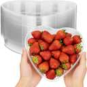 Tanlade 25 Pack Heart Clear Plastic Bowls Disposable Large Plastic Party Bowls 7" x 7" x 1.18" Heart Shaped Tray for Dessert, Ice Cream, Parfait, Fruit, Salad, Snack and More Cold Food