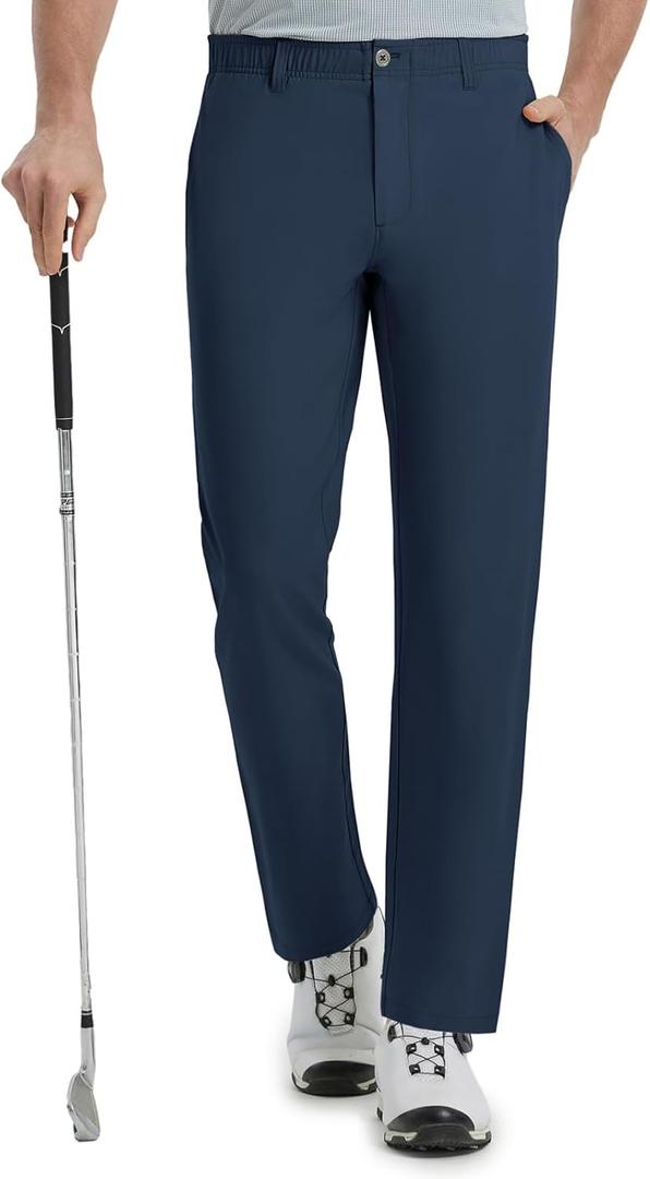 Rouen Golf Pants Men Lightweight Quick Dry - 30"/32"/34" Stretch Water-Resistant Casual Flat Front Mens Dress Pants Pockets (Navy)