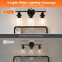LEDVANCE Sylvania 18.23" Modern Bathroom Light Fixture with 3 Clear Glass Shades, Iron with Black Finish, E26 Medium Base, Vanity Lights for Bathrooms, Foyers, Entryways - 1 Pack (67904)