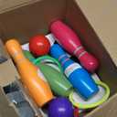 Dinhon Wooden Kids Bowling Set for Toddlers Infants Ages 2-5 - 6 Pins & 2 Balls & 6 Ferrules, Educational Early Development Indoor Outdoor Games for Boys Girls
