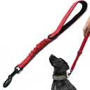 Short Dog Training Control Leash 18 Inch 1 Inch Wide Heavy Duty Elastic Traffic Bungee Leash with Padded Handle Suitable for Medium and Large Dogs(Red)