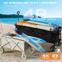 Uyittour 300L Extra Large Collapsible Foldable Wagon, 440lbs Load Capacity 48''L Extended Heavy Duty Folding Beach Wagon with Big All-Terrain Wheels, Utility Garden Cart for Outdoor Activities, Black
