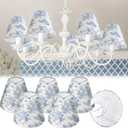 VIHOSE 6 Pcs Chandelier Lamp Shades Small Lamp Shade 3" Top x 6'' Bottom x 5'' Slant French Countryside Toile Clip on Lampshade for Wall Sconces Pendant Lighting(Crane and Human,Blue and White)