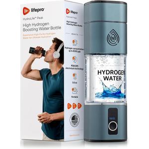Lifepro Hydrogen Water Bottle Generator with SPE/PEM Technology  HydroLife Peak Portable Hydrogen-Boosting Water Machine Upto 8000ppb with OLED Display & USB-C Charging  9.5oz, Polycarbonate Body