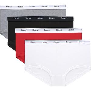 Hanes womens Originals Boyshort Underwear, Breathable Stretch Cotton Boyshort Panties, 4-pack M