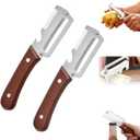 Premium Vegetable Peeler with Wooden Handle and Bottle Opener,Multi-Functional Vegetable Peeler for Kitchen, 3-In-1 Stainless Steel Kitchen Tool, for Fruit Veggie, Includes Bottle Opener (2PCS)