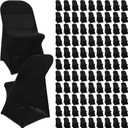 Newwiee Spandex Chair Covers Bulk - Stretch Folding Flat Front Fitted Universal Chair Protector Pack Removable Washable for Wedding Party Dining Banquet Event(Black,100 Pcs)