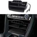 Thenice for 10th Gen Civic Central Console Storage Box Coins Trays Cards Organizer with USB Extension Cable Compatible with Honda Civic 2016 2017 2018 2019 2020 2021