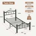 Metal Twin Bed Frames, 1500lb No Squeak Metal Platform with Headboard, 12" Underbed Storage, Tool-Free 30-Min Assembly No Box Spring Needed for Dorms/Apartments