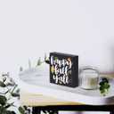 2 x Funny Autumn Leaves Wooden Box Sign Plaque Happy Fall Y'all Wood Box Sign Rustic Art Home Shelf Desk Decor 5 X 5 Inches