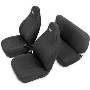 2 x Rough Country Neoprene Seat Covers for Jeep Wrangler TJ (1997-2002) - Waterproof & UV Resistant, Foam Padded, Front & Rear Seat Cover Set