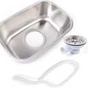 RV Camper Kitchen Sink Undermount Single Bowl Stainless Steel Hand Wash Basin Sink with Strainer for RV Caravan Camper Boat Bar