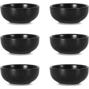 Selamica Ceramic Mini Dipping Bowls, 2.6 OZ Soy Sauce Dish, 3 Inch Pinch Bowls for Dip, Sauce, Condiment, Side Dish, Set of 6, Matte Black