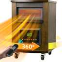 1500W Realsmart Space Infrared Heaters for Indoor Use Large room Electric Quartz Heater with Remote Control Wheels LCD Display 3 Heating Modes 12H Timer Overheat Tip Over Protection Safe