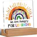 Funny Teacher Gift, Teacher Appreciation Gifts for Women, Back To School, Birthday Retirement Gifts, We Are Hungry For Learning Office Desk Decor Sign Keepsake
